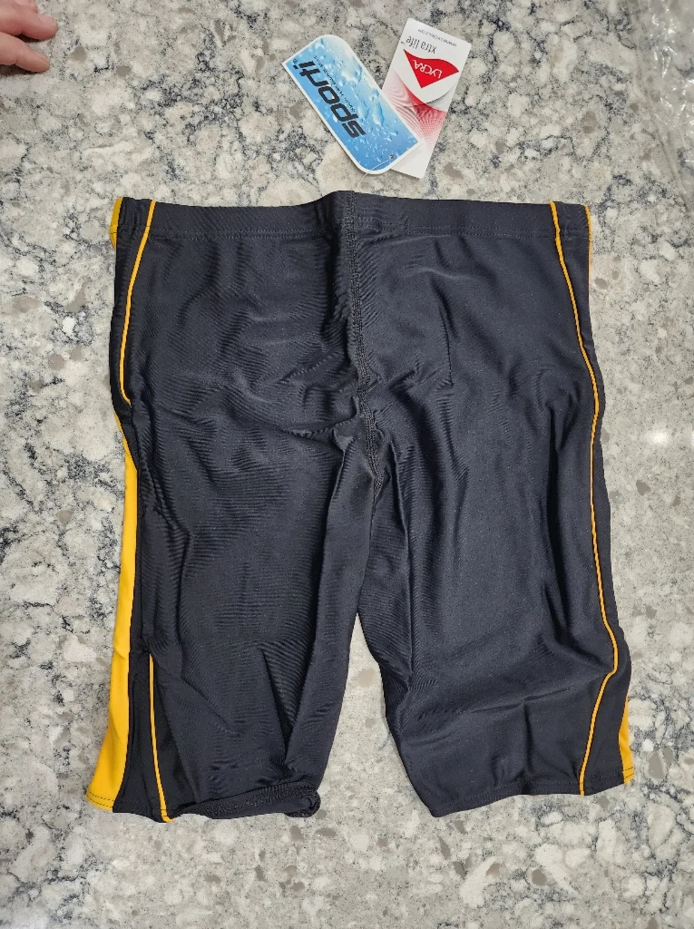 Sporti Men's Black & Yellow Swim Team Shorts Swimsuit Jammers